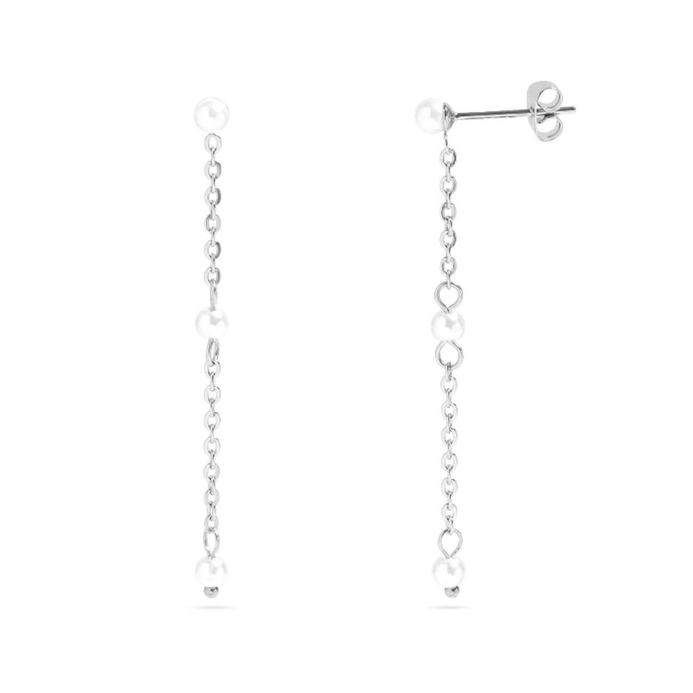 Silver Dainty Pearl Dangle Earrings - Nickel-Free, Tarnish-Free, Water-Resistant